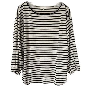 Max Studio London Women's Striped Nautical Casual 3/4 Balloon Sleeve Top XL